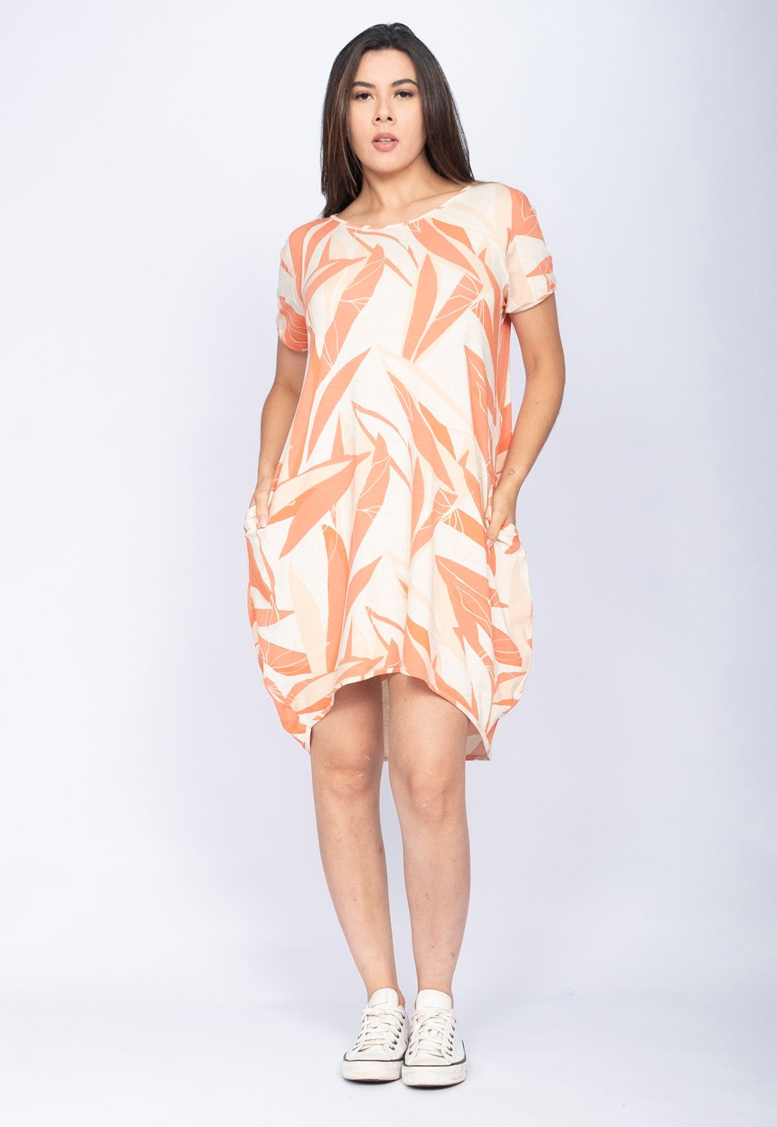 Imagem principal Vestido CabanaFree Curto Malha Amplo Always Estampa Verde Selvagem Latanja Cabanafree estampado/laranja verde