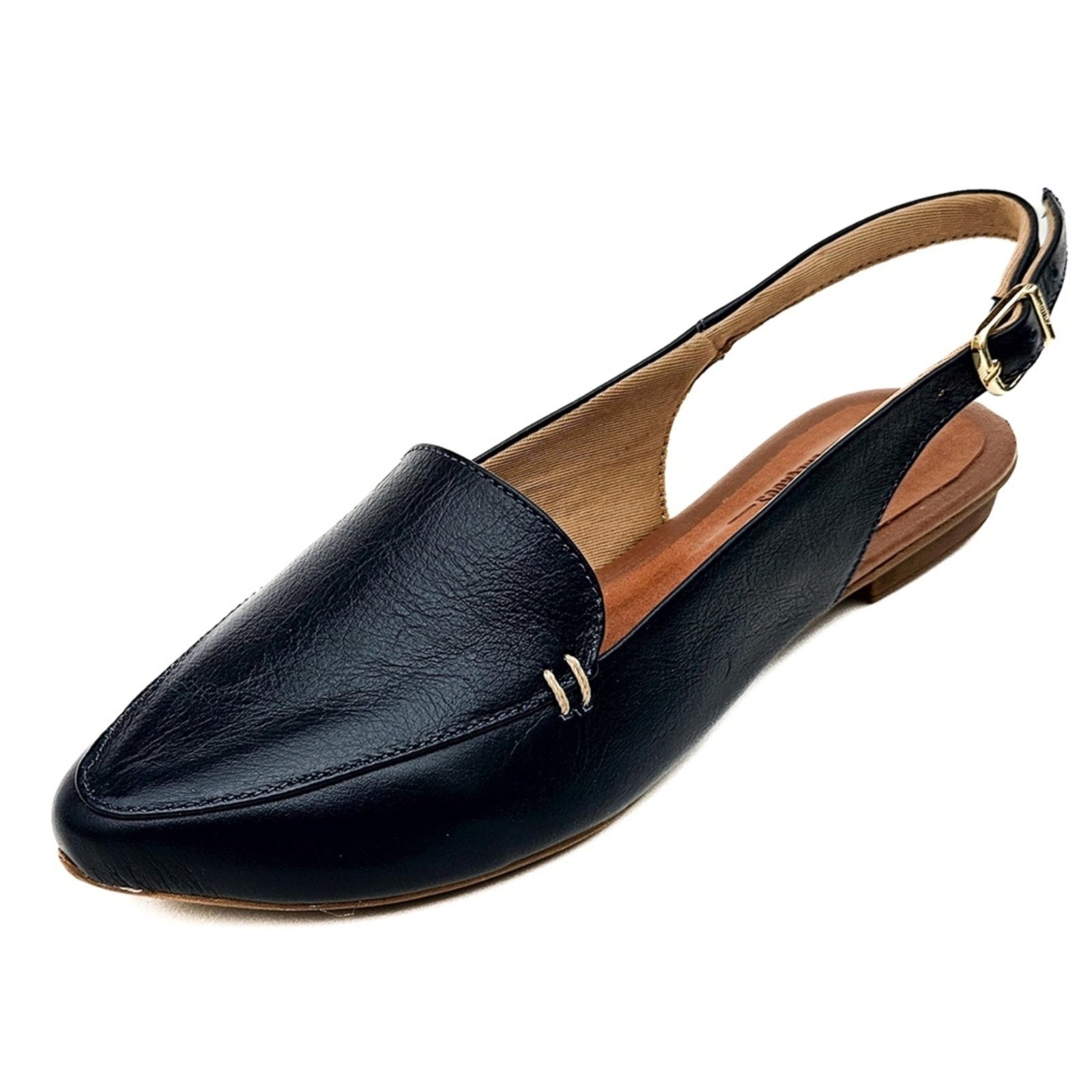 Imagem principal Sapatilha Slingback Amo Calçados em Couro Amo Calçados azul marinho