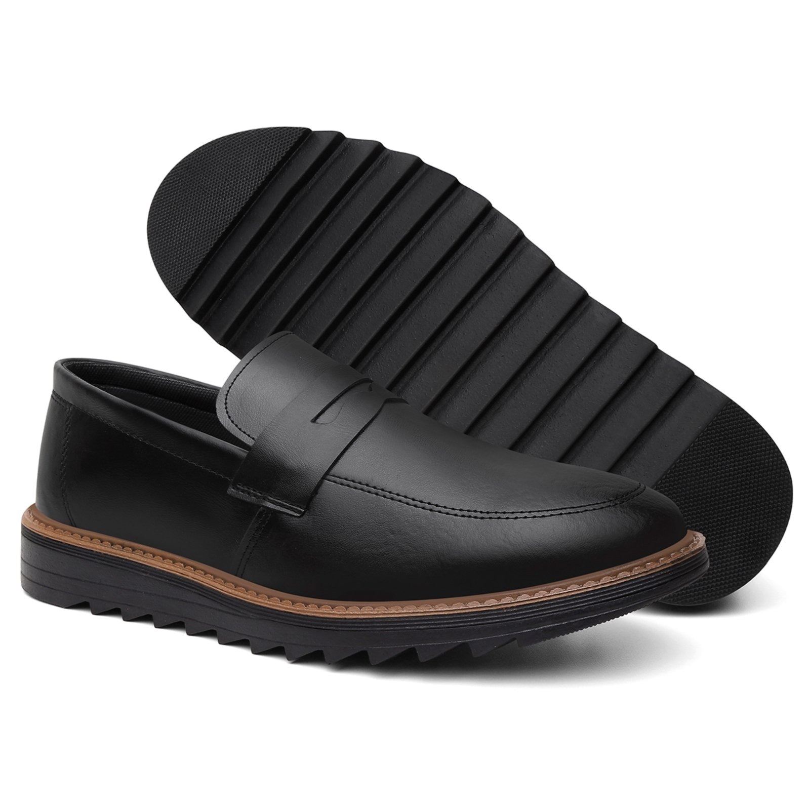 Imagem principal Mocassim Oxford Masculino Slip On Drive Solado Tratorado MIGLIORINI CALÇADOS preto