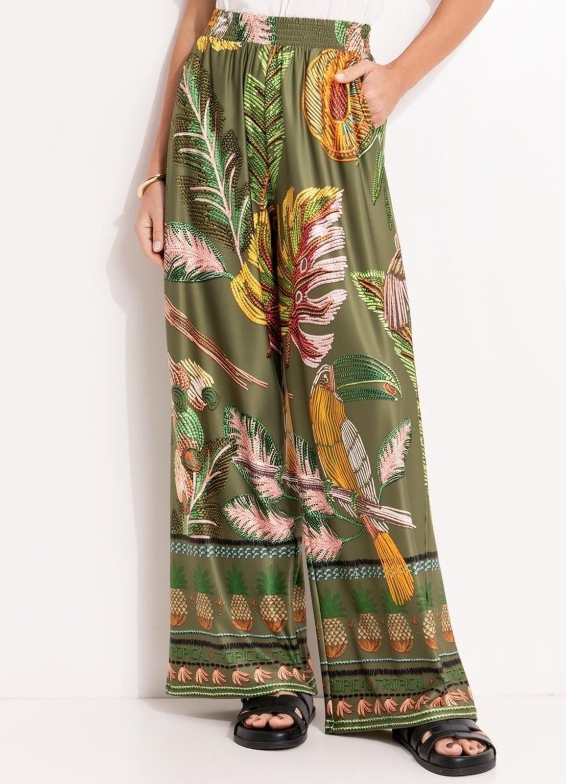 Imagem principal Calça Em Malha Fria Quintess Barrado Quintess verde