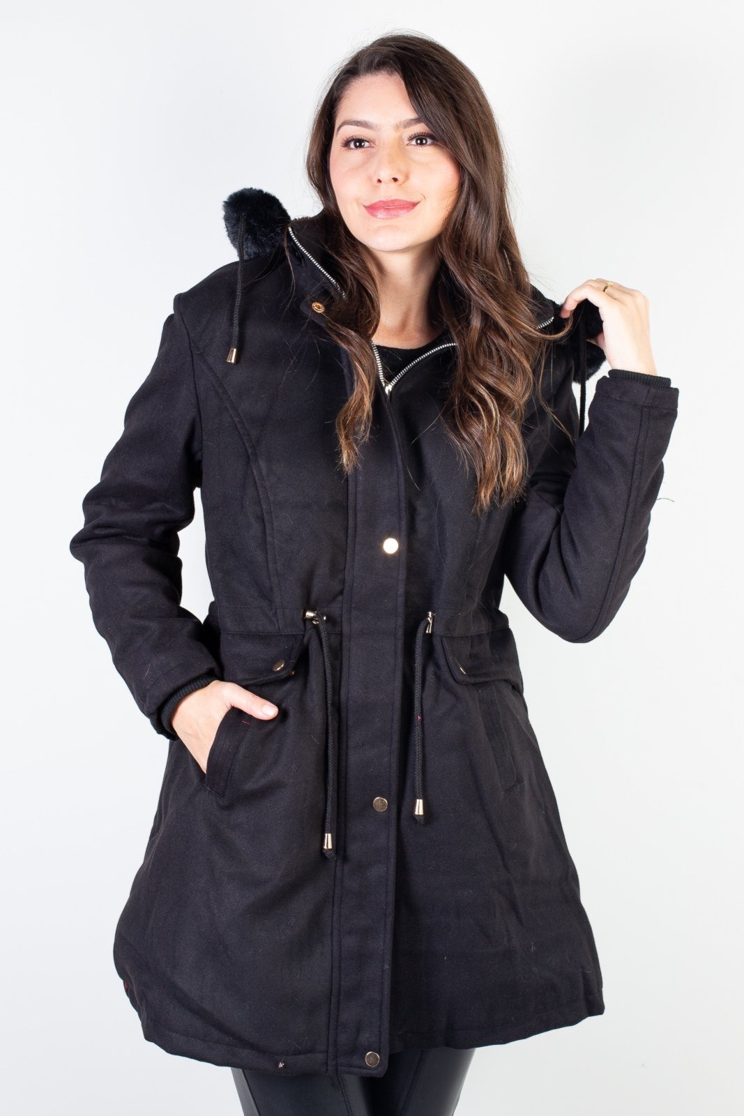 Imagem principal Jaqueta Enluaze feminina lã batida sintética 84286 Enluaze preto