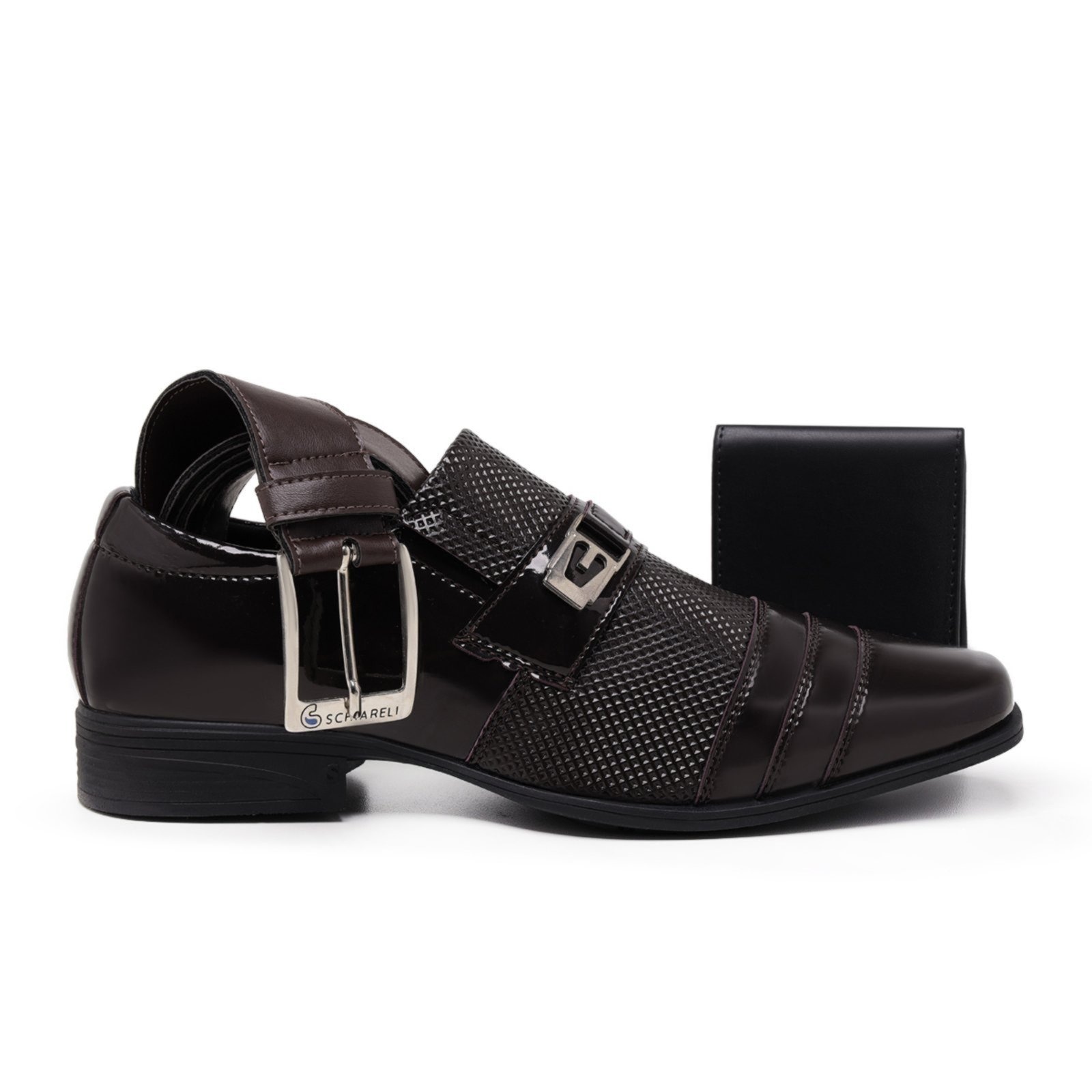 Imagem principal Kit Sapato Social Masculino + Cinto + Carteira Verniz Casamento Padrinho Schiareli 833 Schiareli marrom