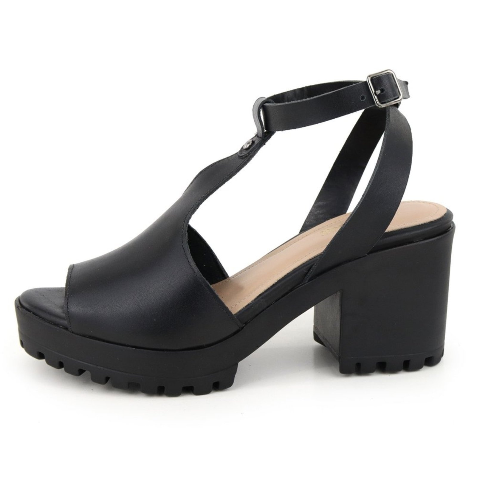 Imagem principal Sandália Feminina Salto Bloco Tratorada em Couro Maria Paula MARIA PAULA preto