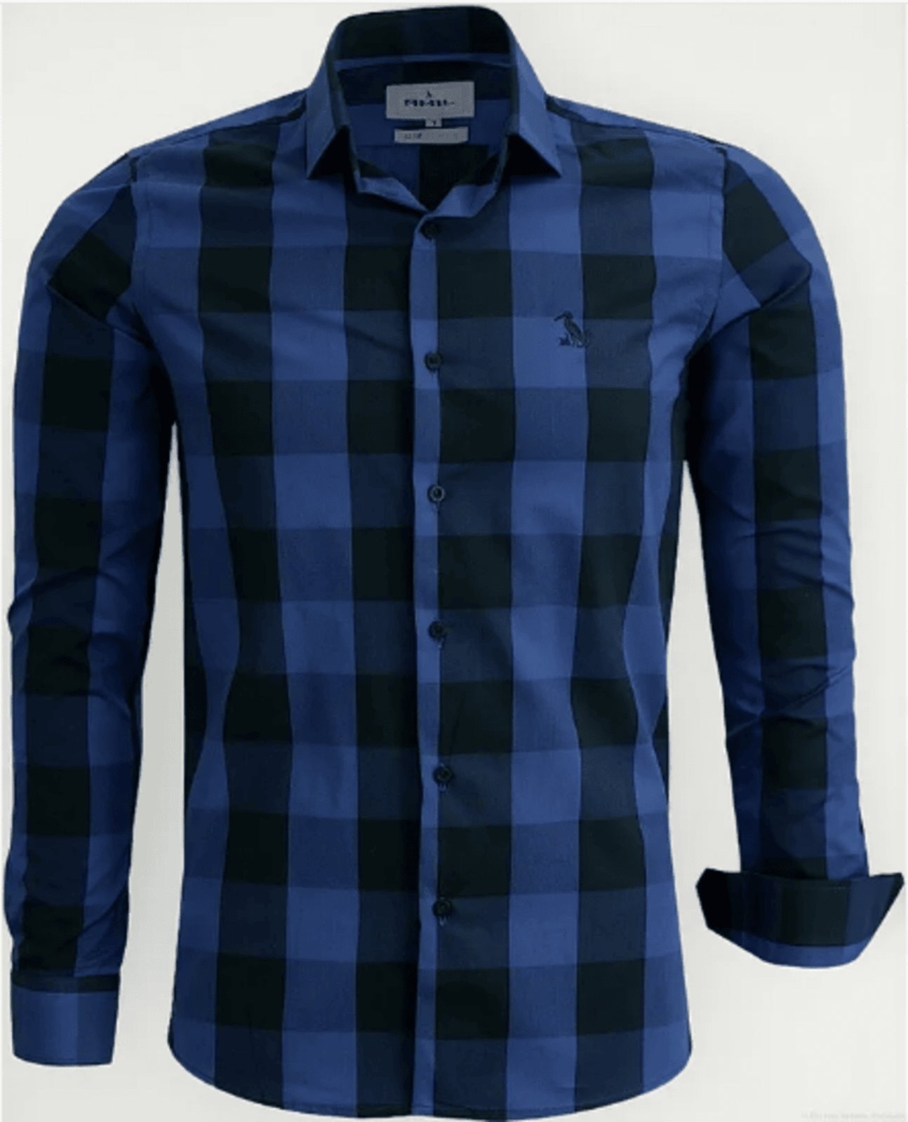 Imagem principal Camisa Masculina Amil Slim Xadrez Aston Algodão Manga longa Luxo Royal Amil azul royal