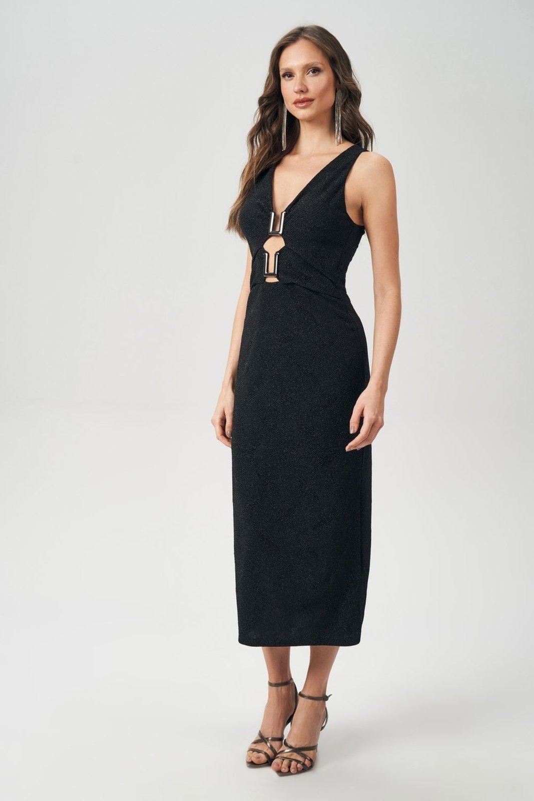 Imagem principal Vestido com Frente Vazada Feminino Acostamento ACOSTAMENTO MASCULINO preto