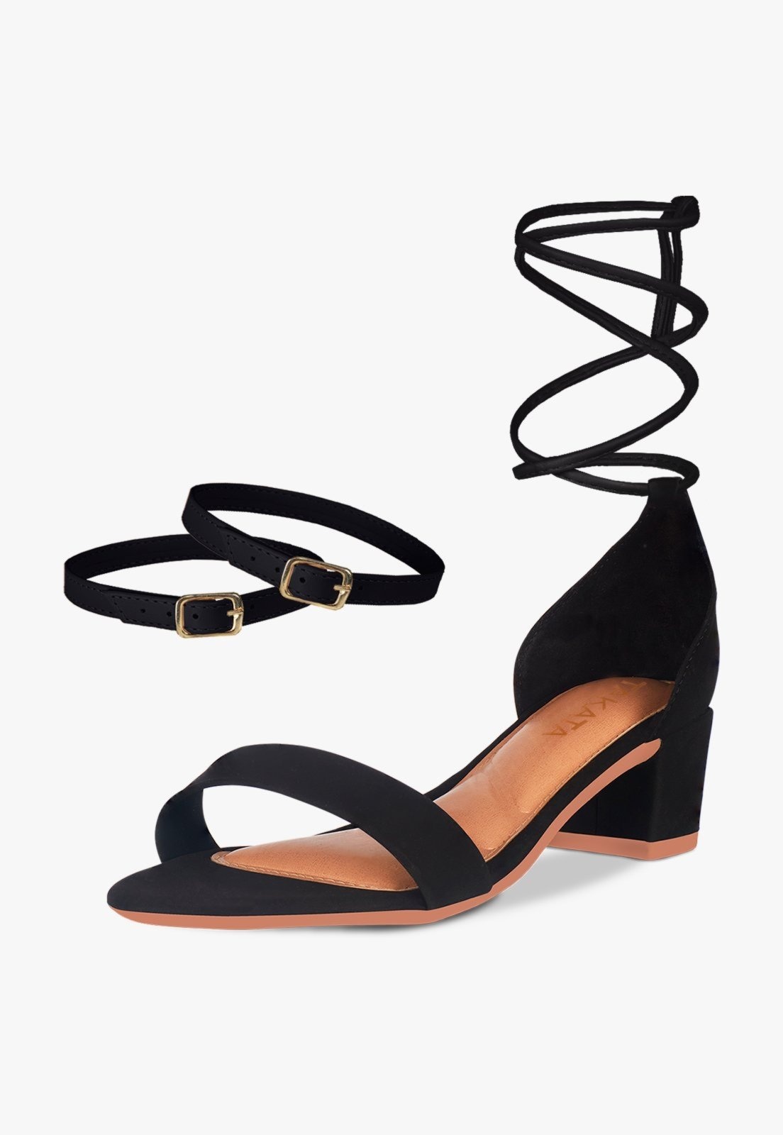 Imagem principal Sandalia Feminina Amarraçao Salto Bloco Confortavel Nobuck TAKATA BY RAFAEL TAKATA preto