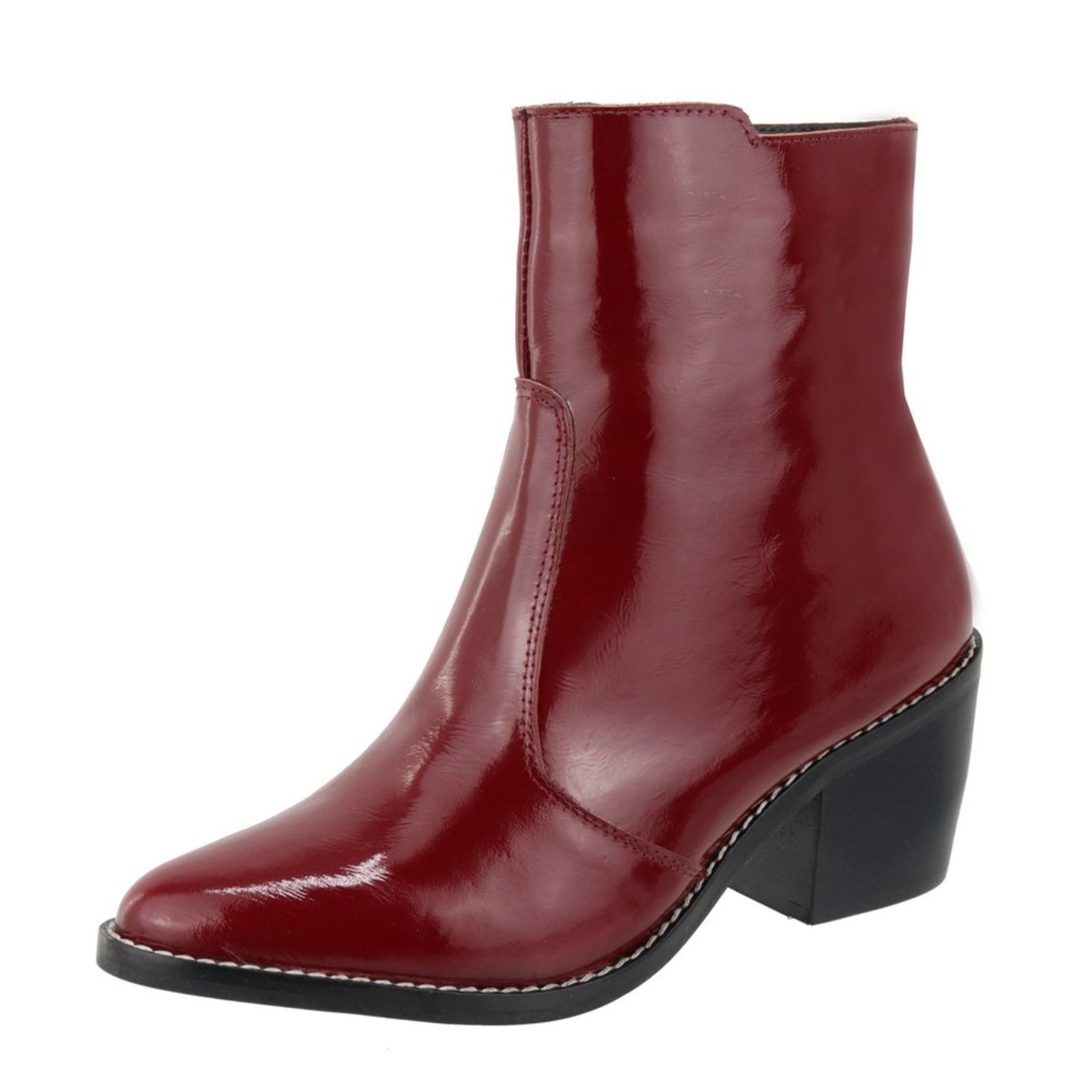 Imagem principal Bota Couro Bico Fino Cano Curto Vermelha Lançamento TELLINI STORE vermelho