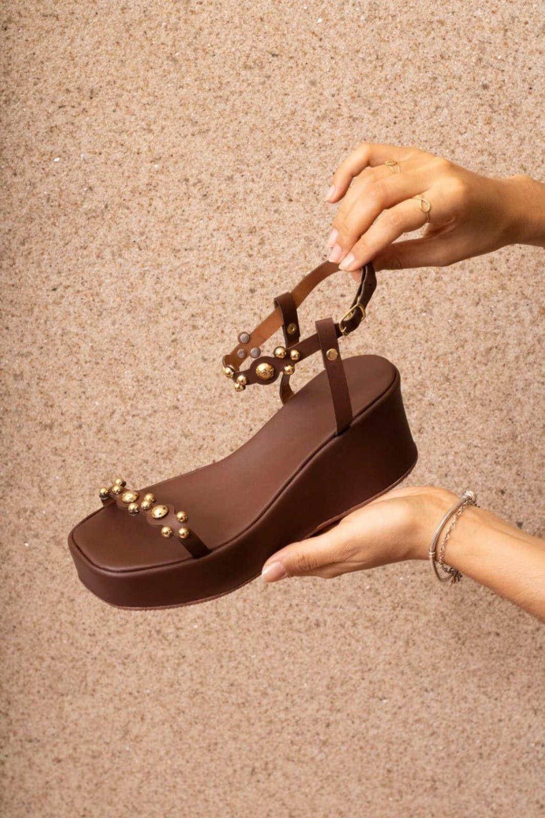 Imagem principal Sandalia Anabela Com Ribite ABS Ref 628 Rofely Terra Rofely café