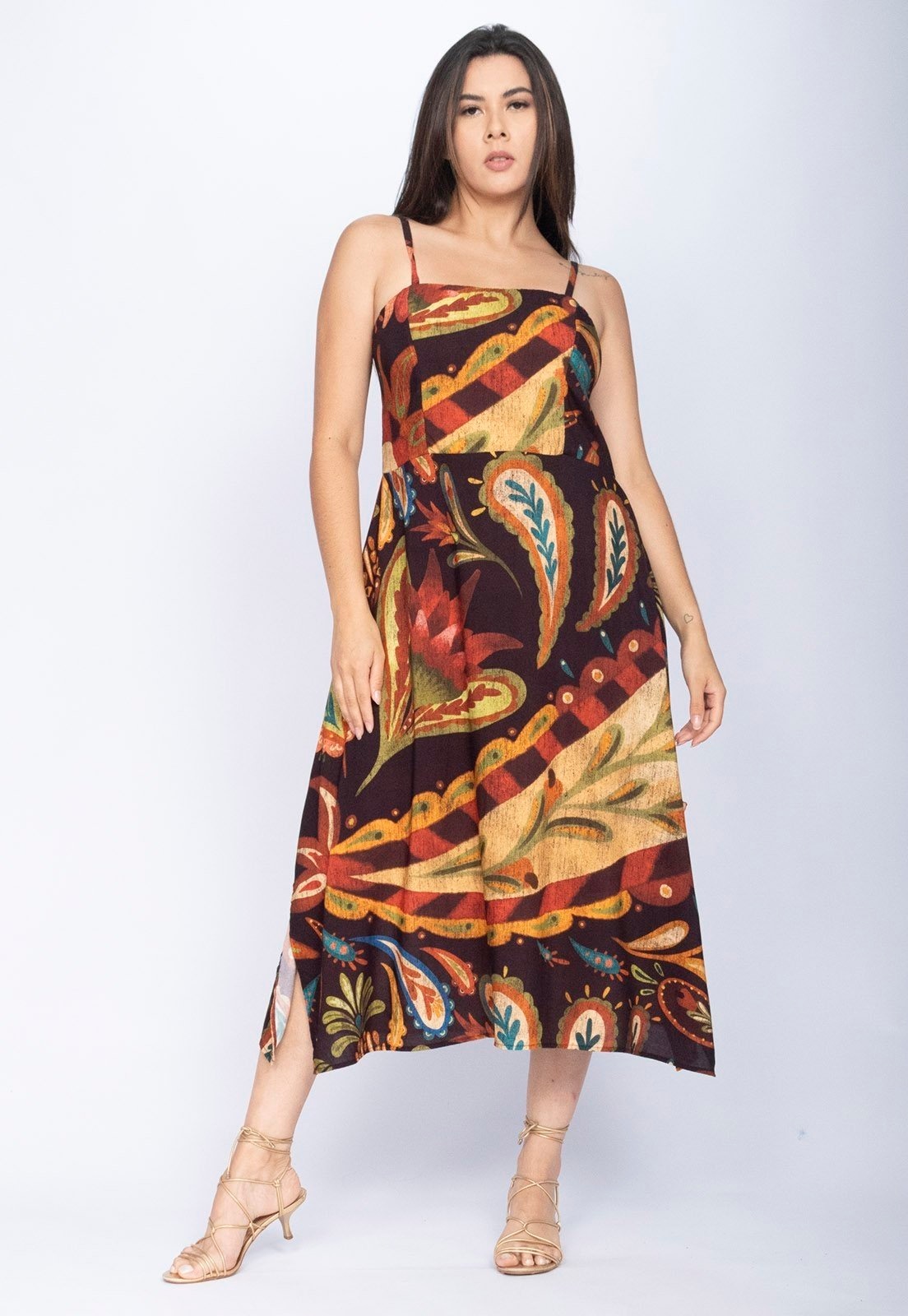 Imagem principal Vestido Amazonia Vital Midi Amazó Alça Fina Estampa Boho Terra Amazonia Vital estampado