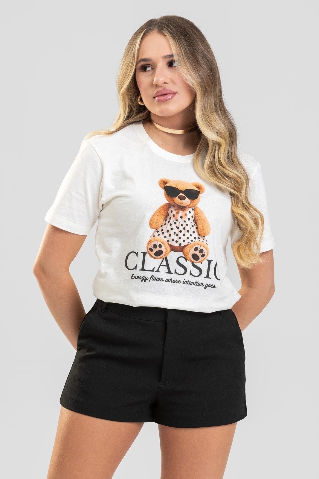 Imagem principal Camiseta Feminina Cianitas Off Estampa Urso Classic Cianitas off-white
