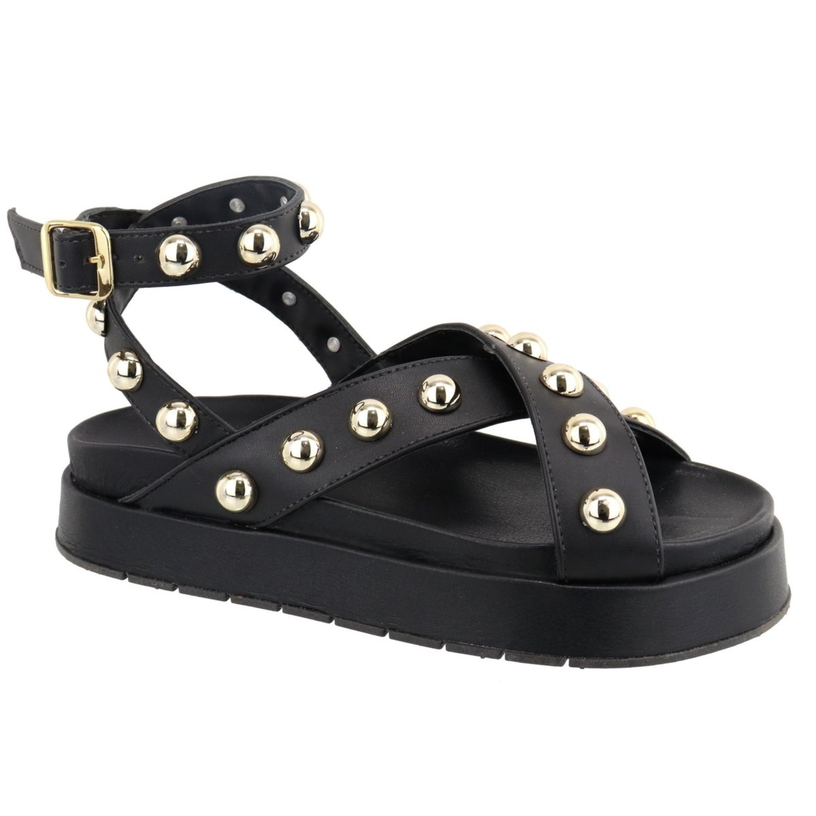 Imagem principal Sandalia Papete Flatform Feminina Bolinhas Preta Sola Alta TELLINI STORE preto