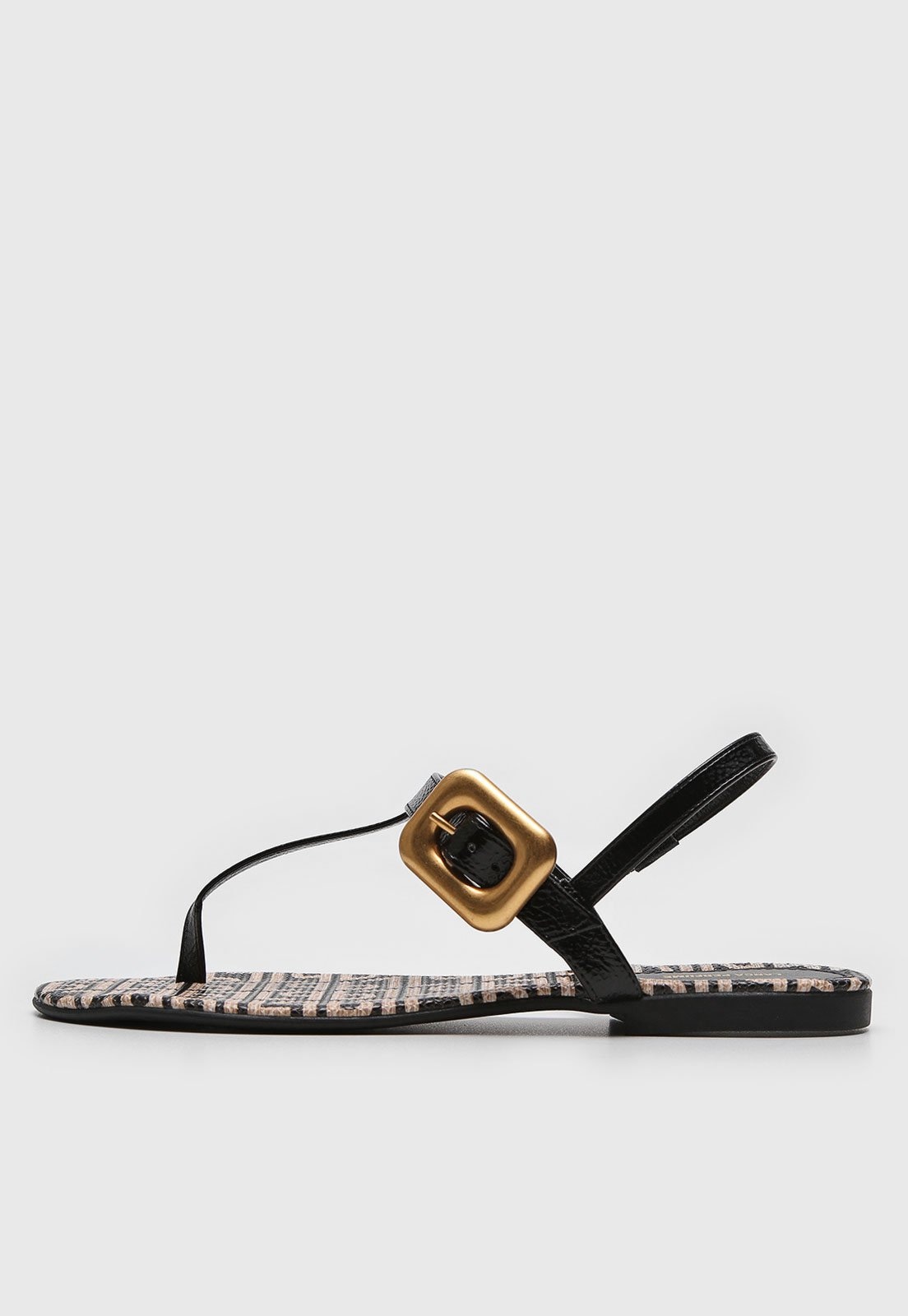 Imagem principal Rasteira Fechada Lança Perfume Preta com Fivela Dourada Lança Perfume preto