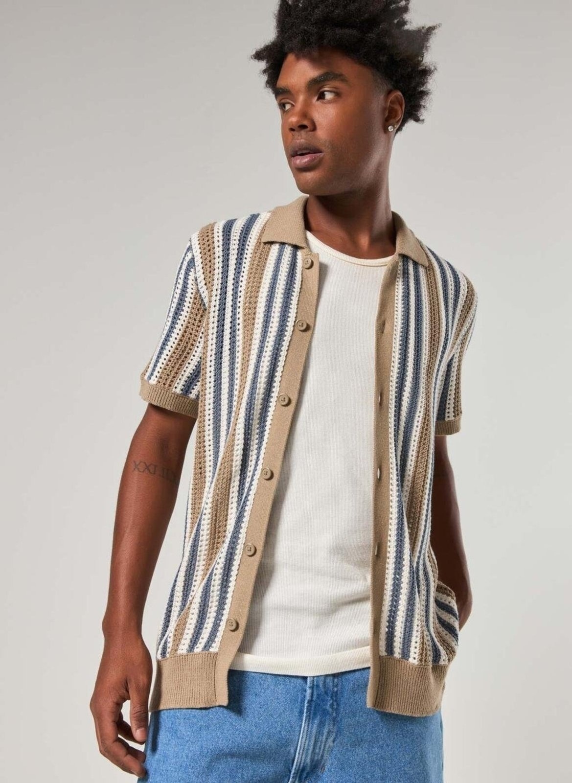 Imagem principal Camisa Tricô Listrada Youcom off-white