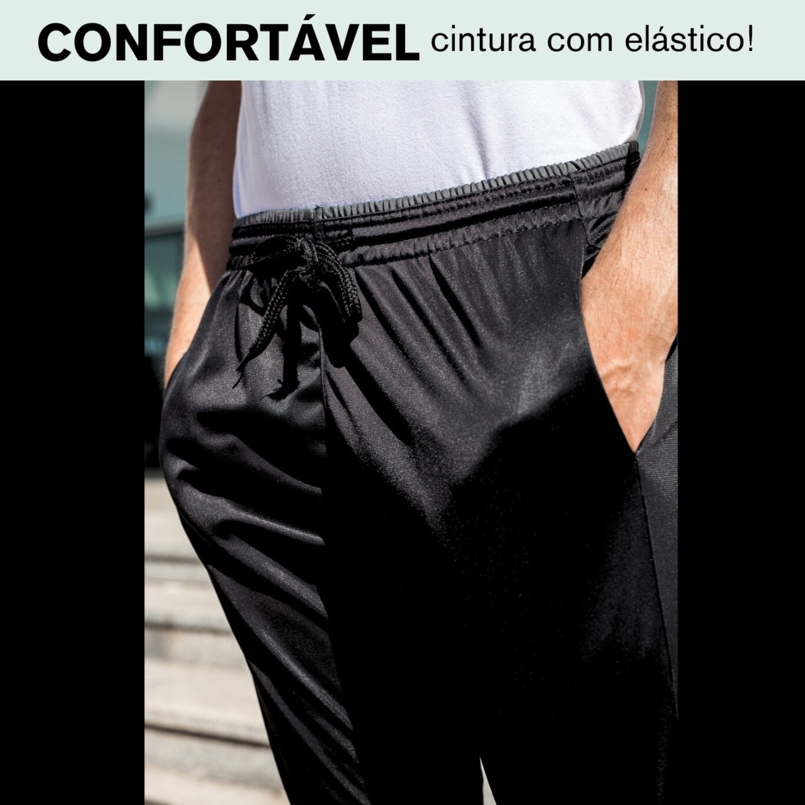 Imagem principal Calça Esporte KS Agasalho com Bolsos Laterais e Logo Estampado Ref. 375 KS preto
