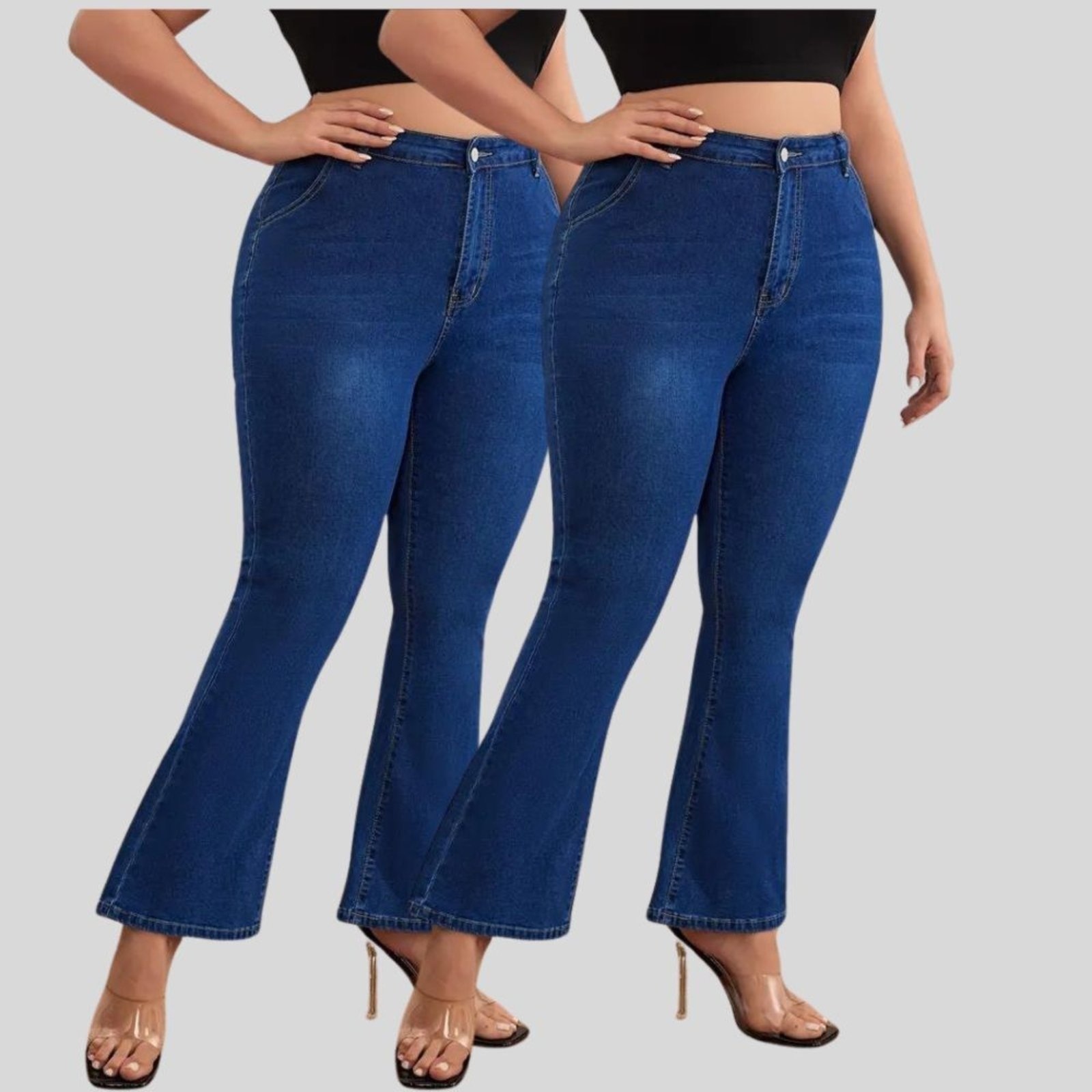 Imagem principal Kit 2 Calças Feminina Flare Plus Size Lavagem Escura Premium TEX JEANS jeans