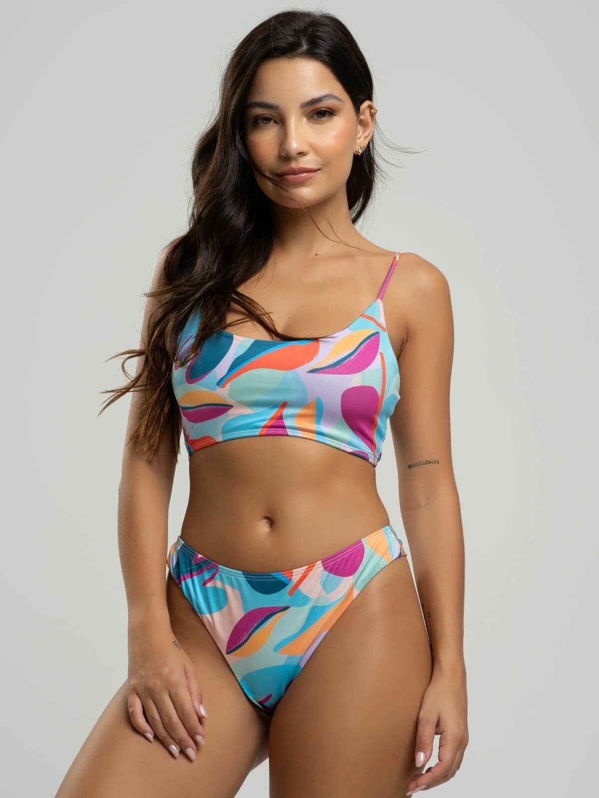 Imagem principal Biquini Faixa Calcinha Fio Duplo Proteção Uv 50+ Vicbela Colorido Vicbela estampado/multicolorido