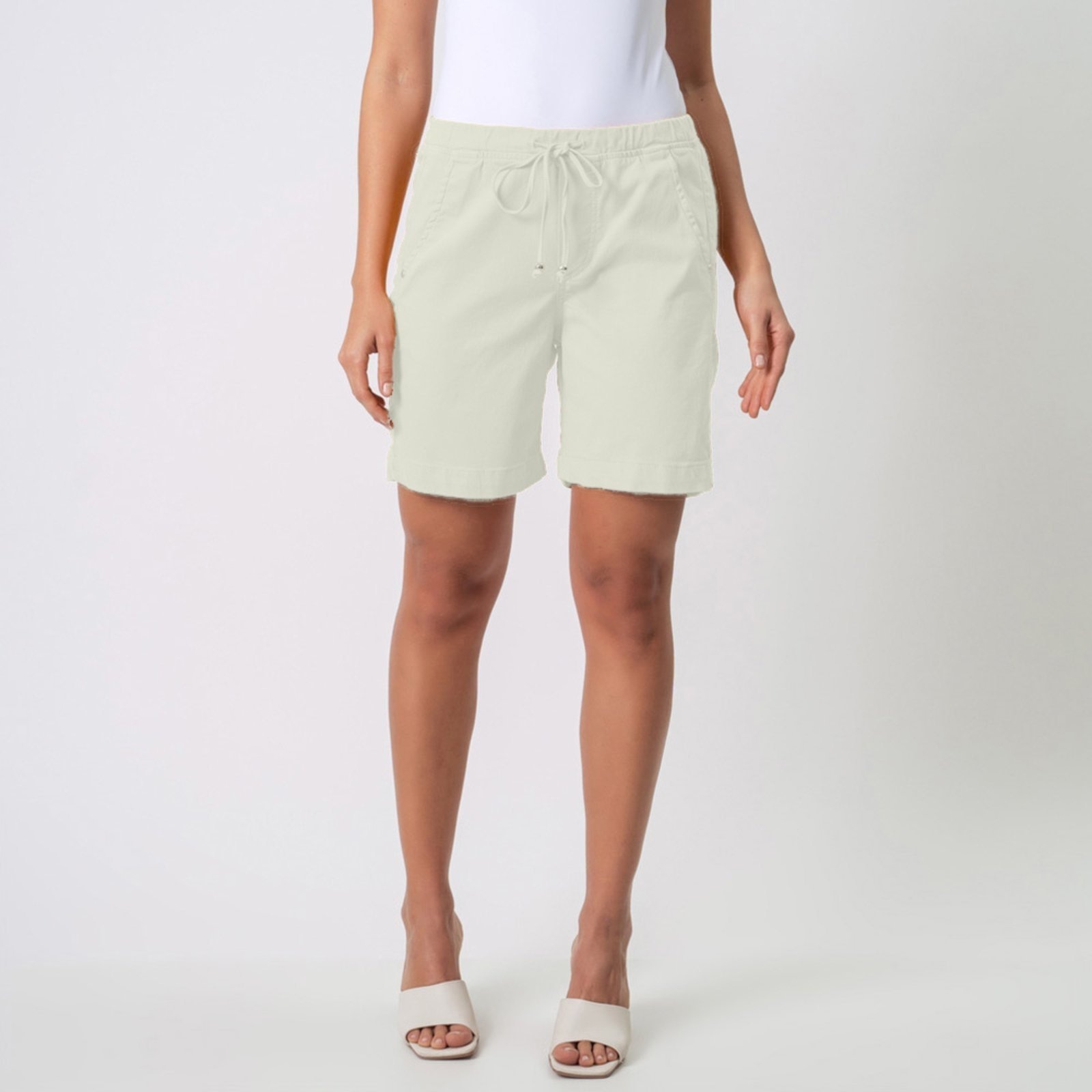 Imagem principal Bermuda Jogger Jeans Confort Colors Com Elástico na Cintura Cru Bloom branco