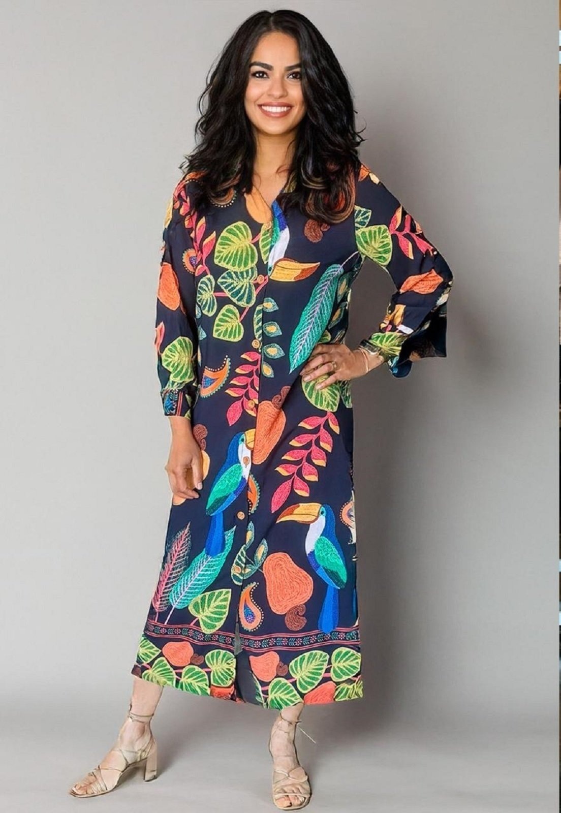 Imagem principal Vestido Cabanafree Chemise Viscose Fauna Cabanafree amarelo/azul/verde/vermelho