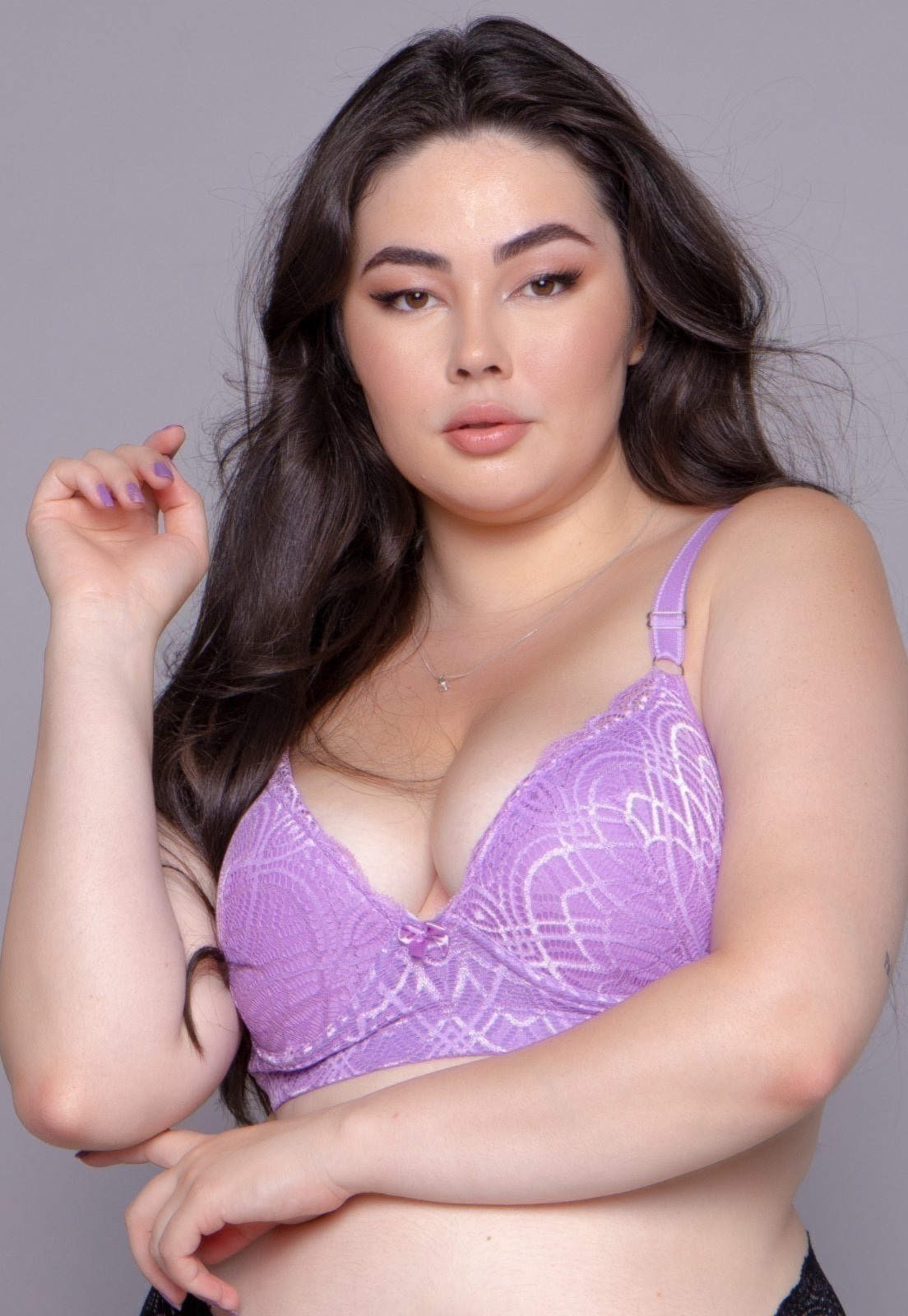 Imagem principal Soutien Plus Size Vekyo com Bojo Alça Reforçada Lilás VEKYO rosa