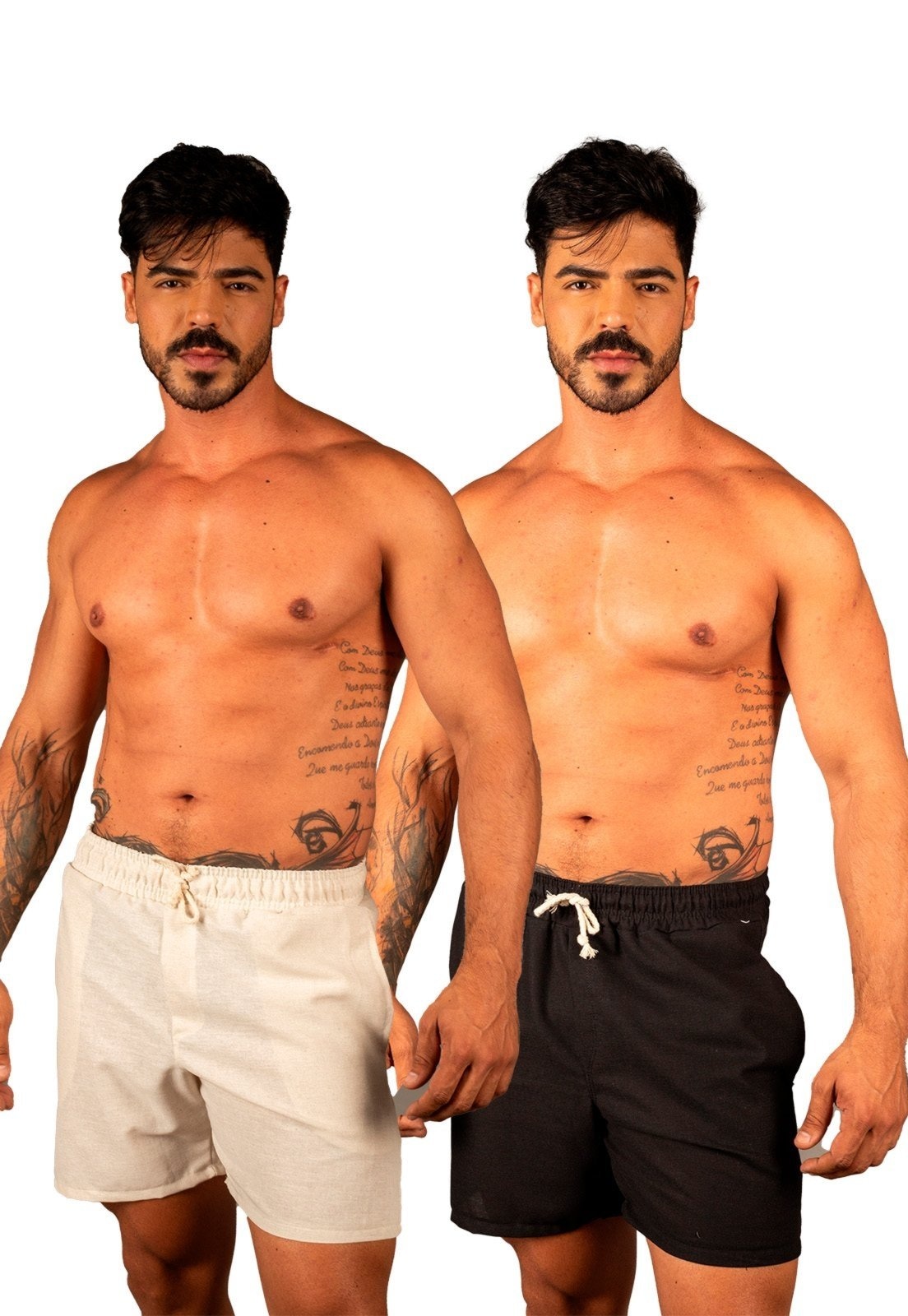 Imagem principal Kit 2 Bermudas Linho Masculinos Para Fim de Ano Dulk off-white