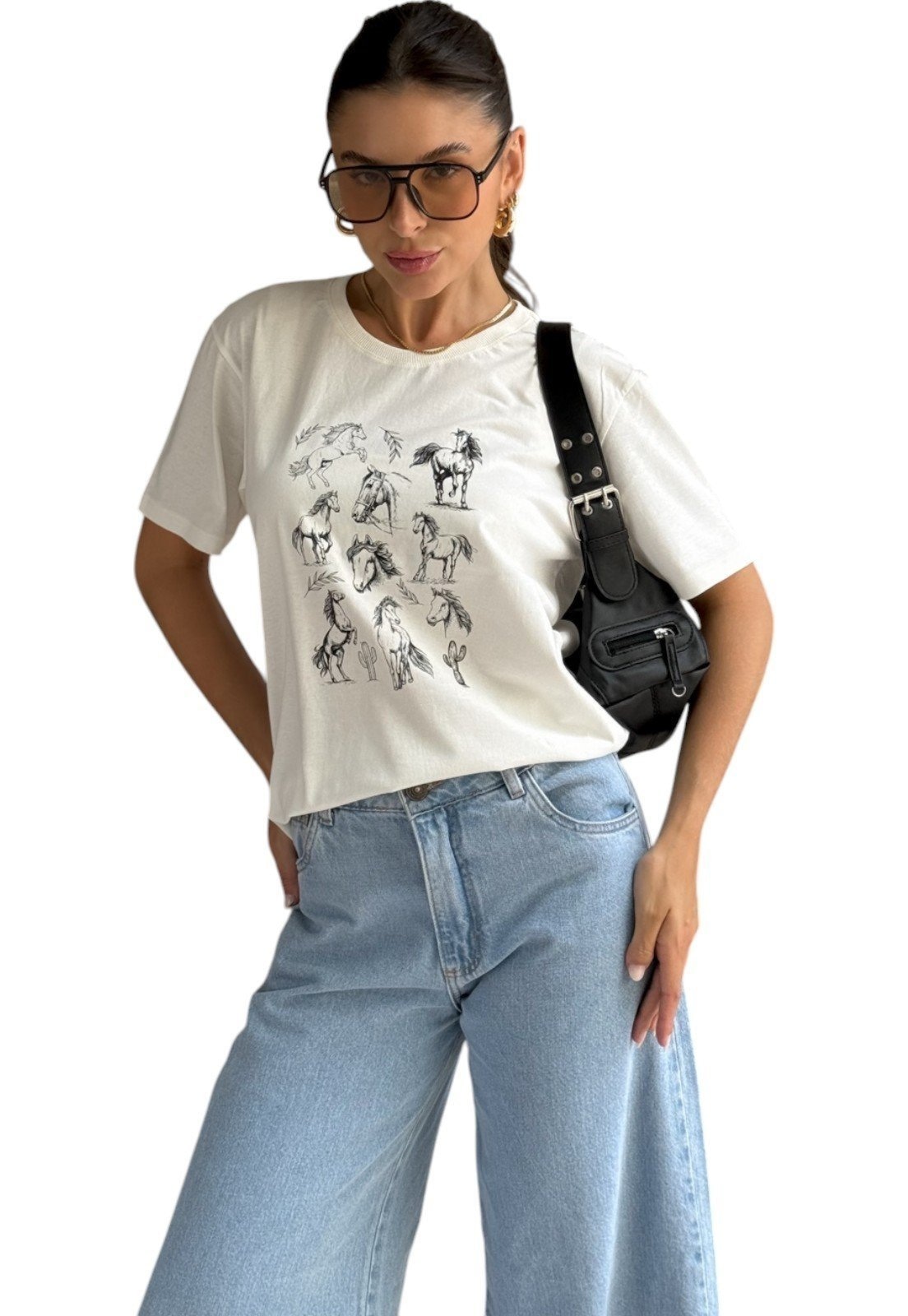 Imagem principal Camiseta Cianitas Off Estampa Cavalos Cianitas off-white