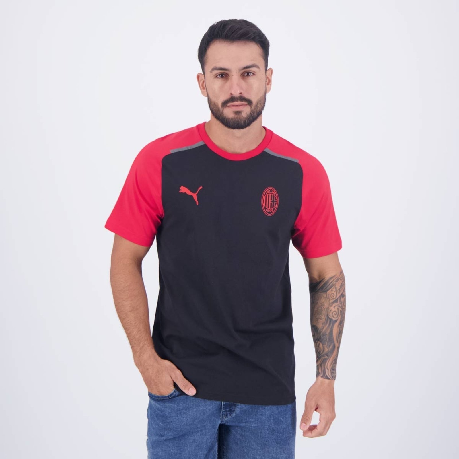 Imagem principal Camiseta Puma AC Milan Casual Preta e Vermelha Puma preto