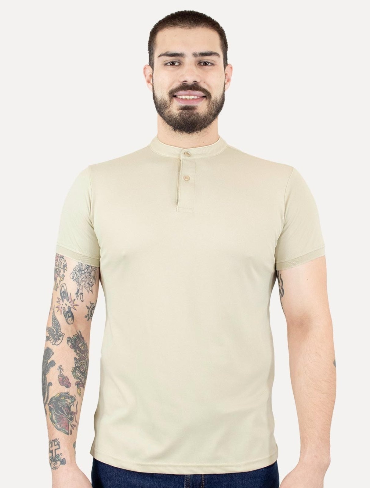 Imagem principal Polo Dixen Masculina Piquet Gola Padre Lisa Claro U.S. Polo Assn. cáqui