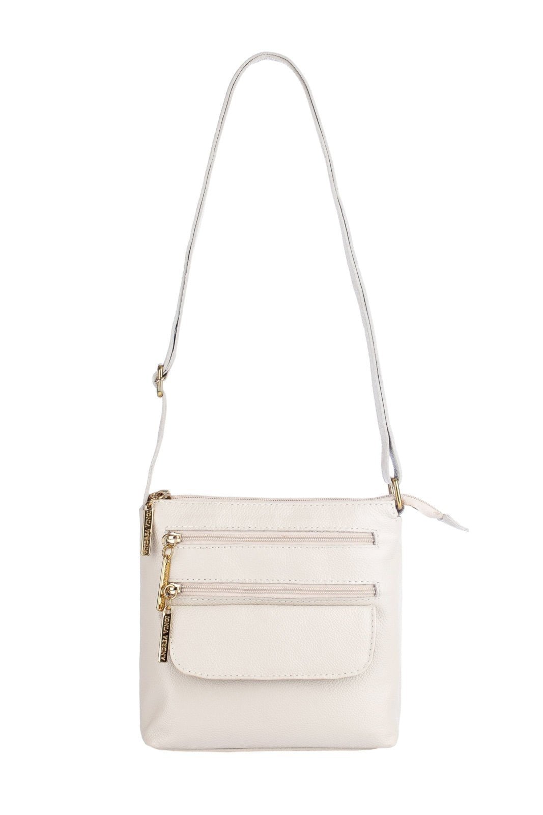 Imagem principal Bolsa transversal de couro liso Maura - Marfim Andrea Vinci verde militar