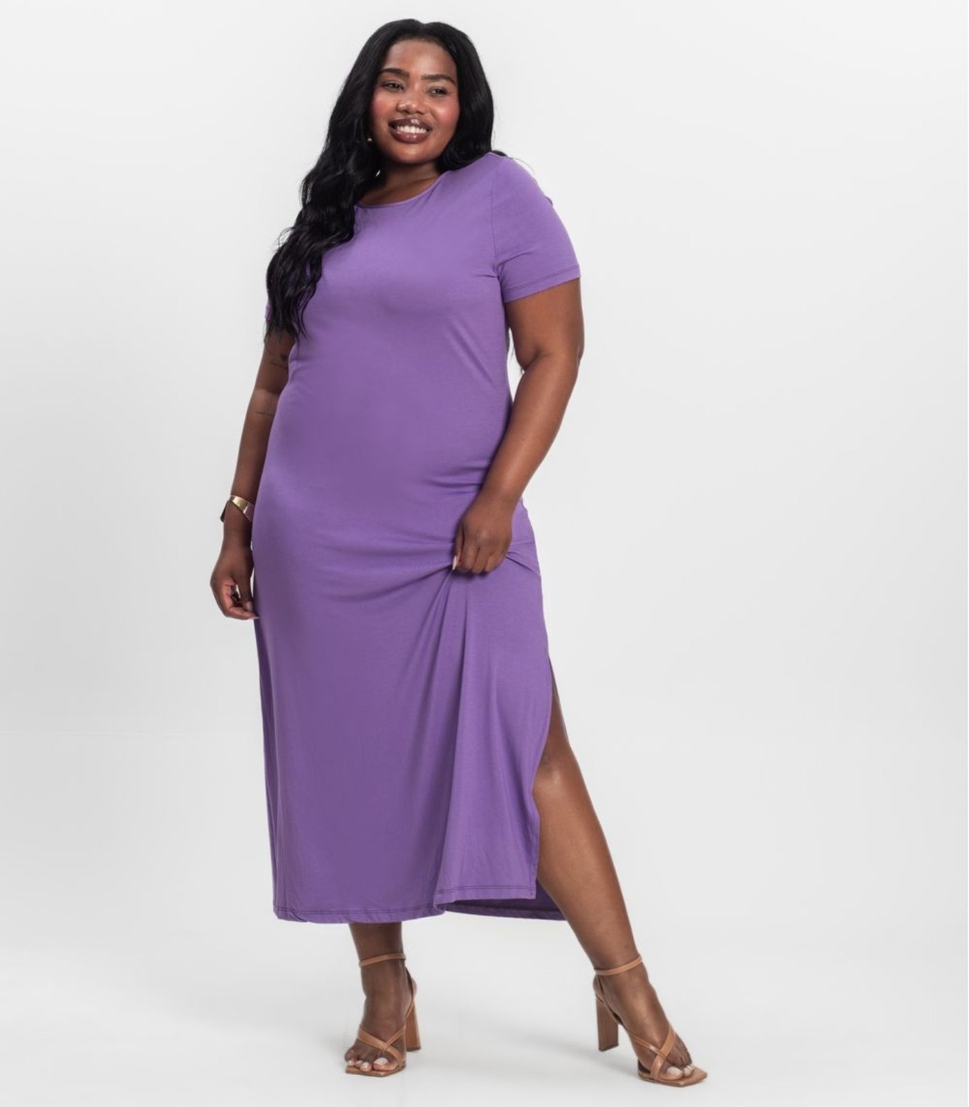 Imagem principal Vestido Feminino Midi Plus Size Infinita Cor INFINITA COR roxo
