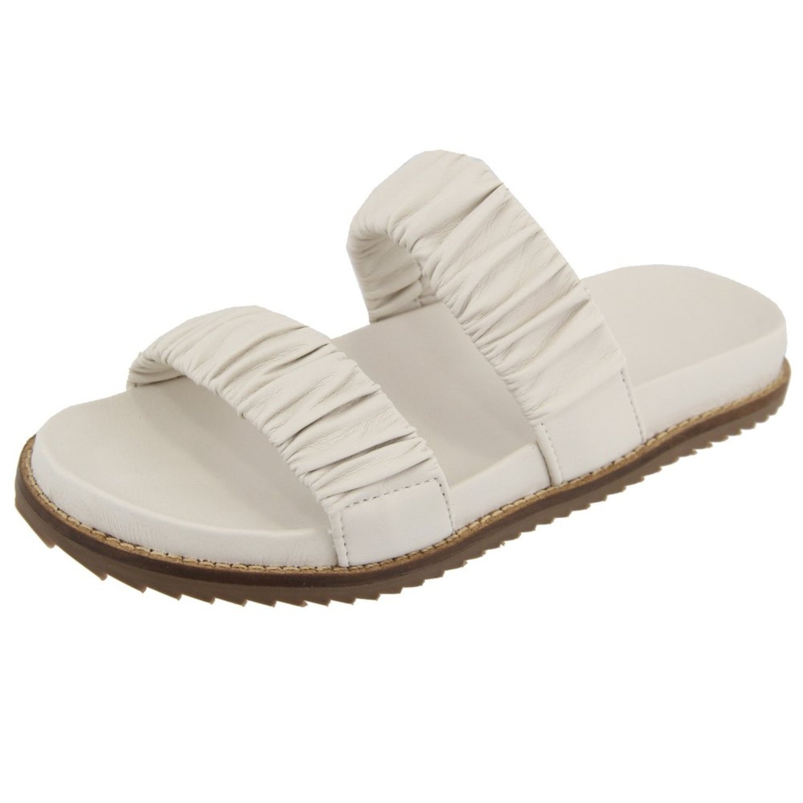 Imagem principal Papete Rasteira Feminina Paula B Com Tiras Enrugadas Palmilha Confort Off White PAULA B off-white white