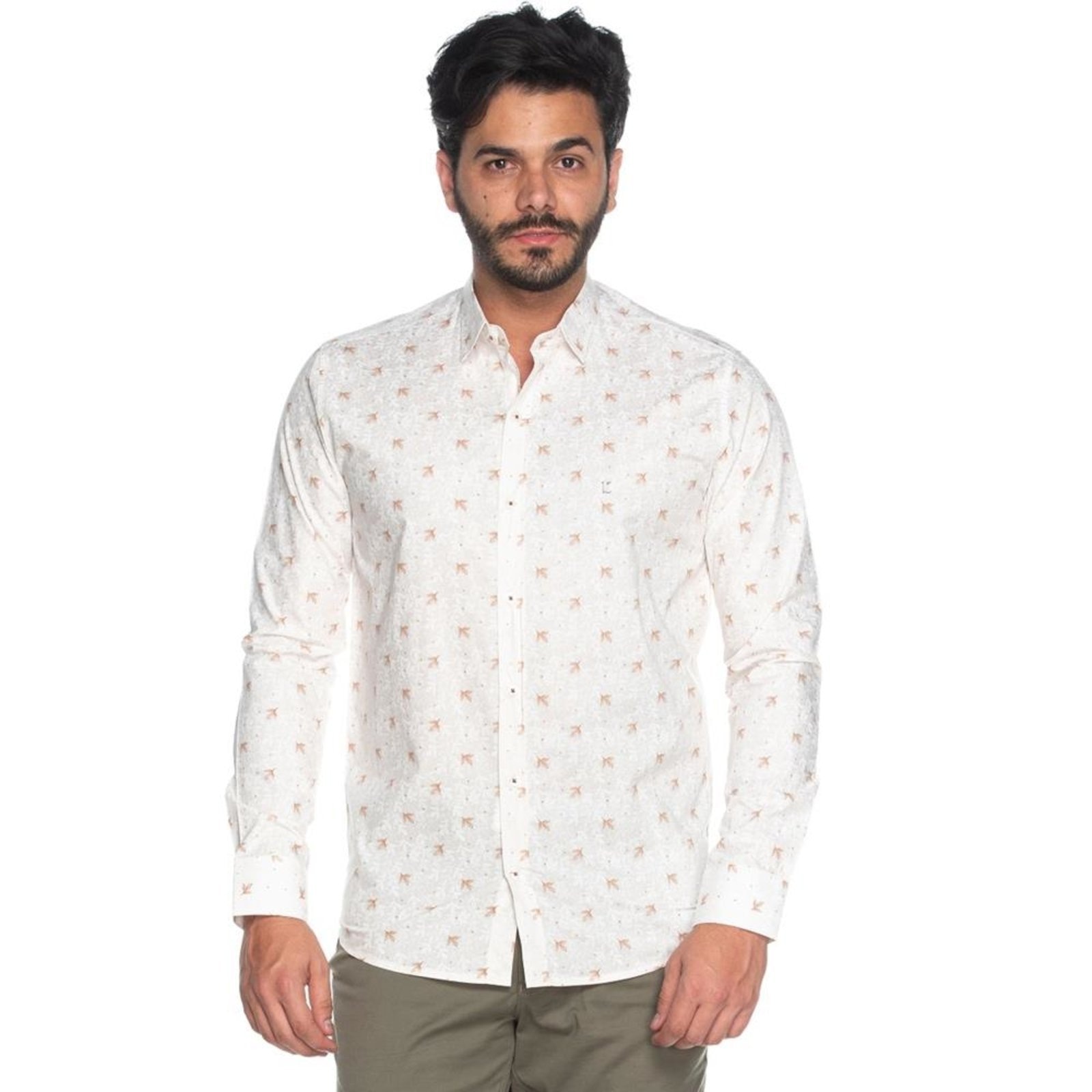Imagem principal Camisa Social Masculina Teodoro Slim Algodão Floral Casual TEODORO CAMISARIA branco