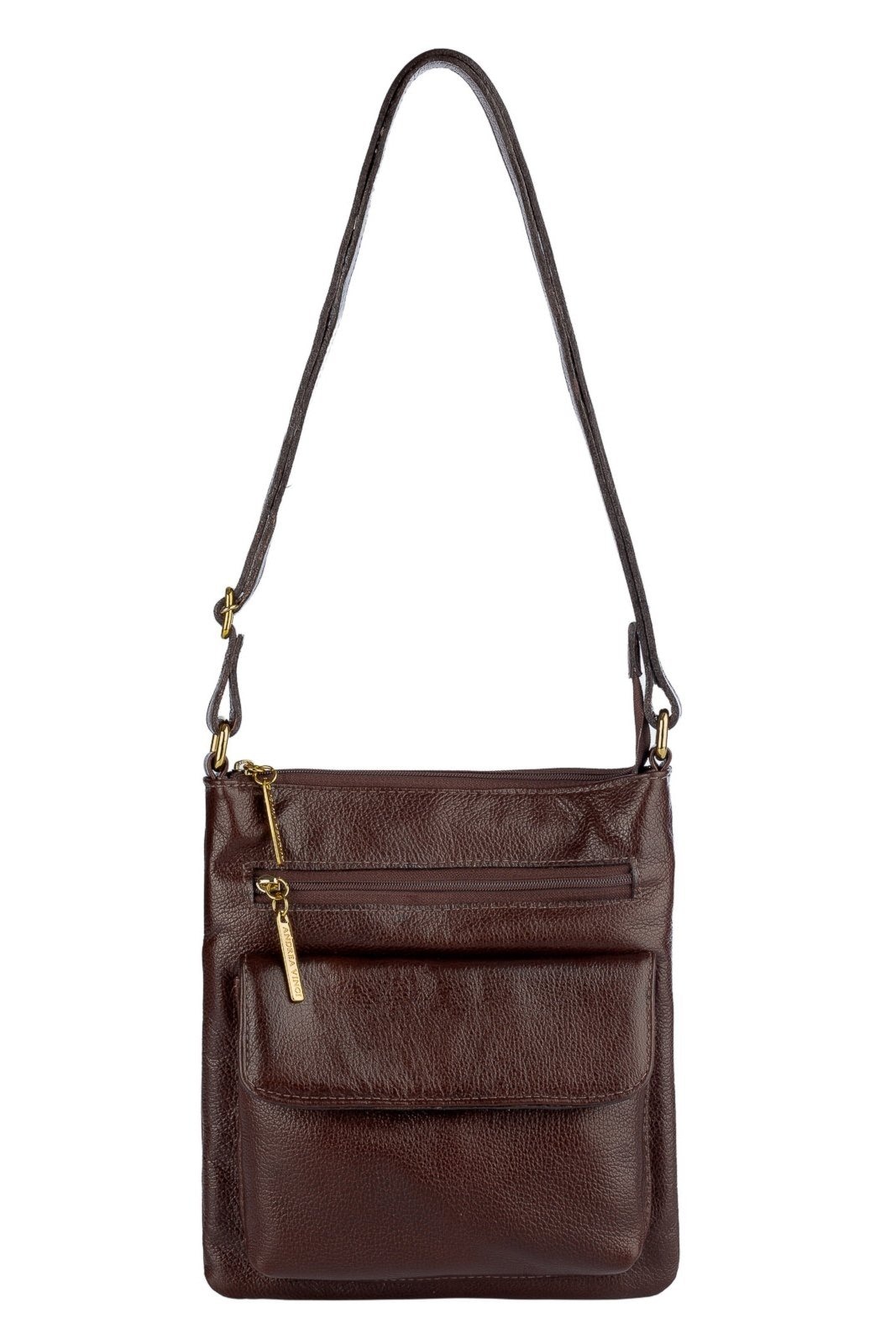 Imagem principal Bolsa pequena transversal de couro liso Alana - Café Andrea Vinci vermelho