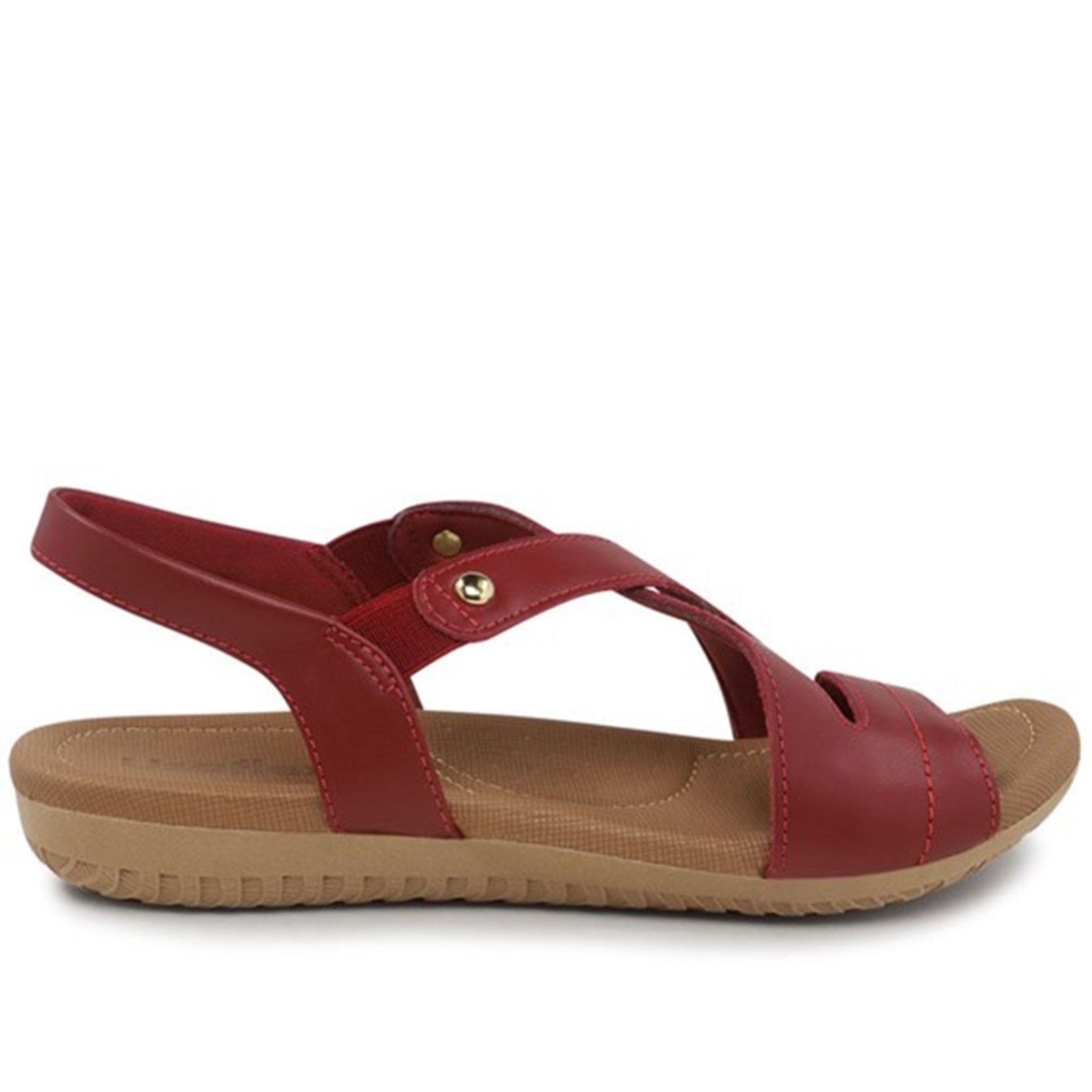 Imagem principal Sandália Usaflex Rasteira Couro Elastico Conforto R1804 Rebu - 101 Usaflex vermelho