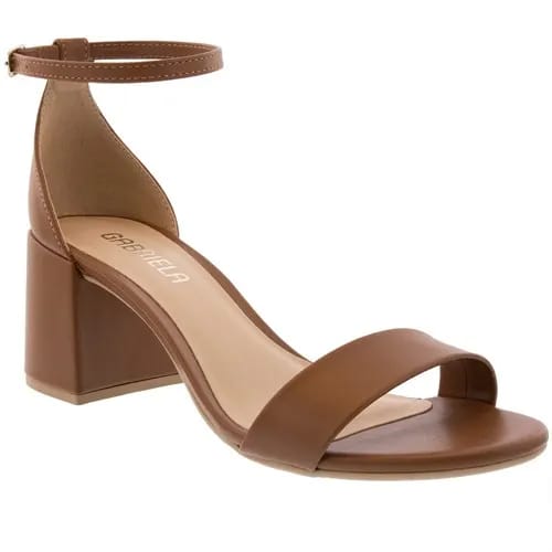 Sandália Gabriela Essenciais Salto Grosso Detalhe Tira