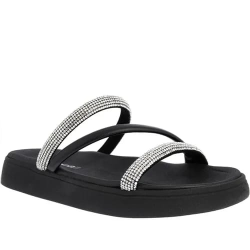 Rasteira Papete Moleca Flat Tiras Strass