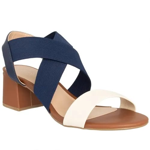 Sandália Penélope Salto Grosso Tiras Cruzadas Elástico Color