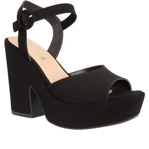 Imagem principal Sandália Gabriela Plataforma Tira Fivela Redonda Nobuck GABRIELA Preto