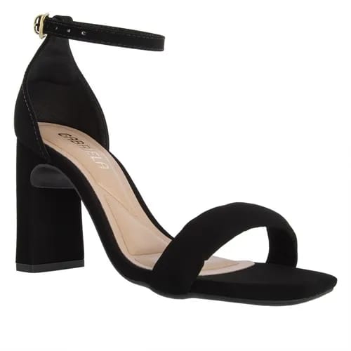 Sandália Gabriela Salto Reto Fivela Pespontos Nobuck