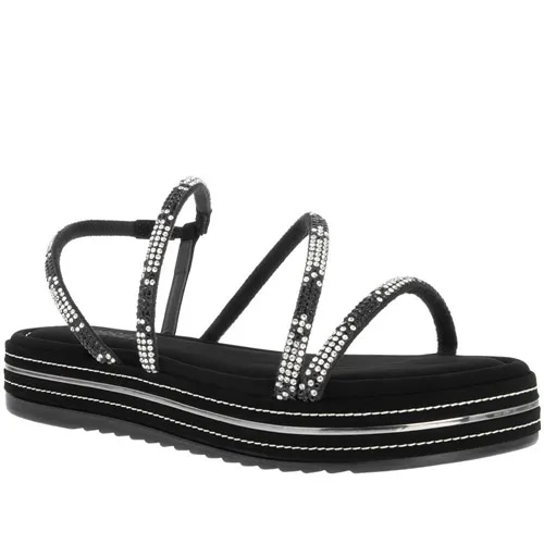 Imagem principal Sandália Gabriela Flatform Strass Multicolor Metalizado Nobuck GABRIELA Preto