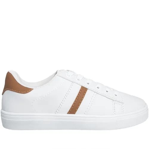Tênis Penélope Casual Feminino Recortes Pespontos Branco