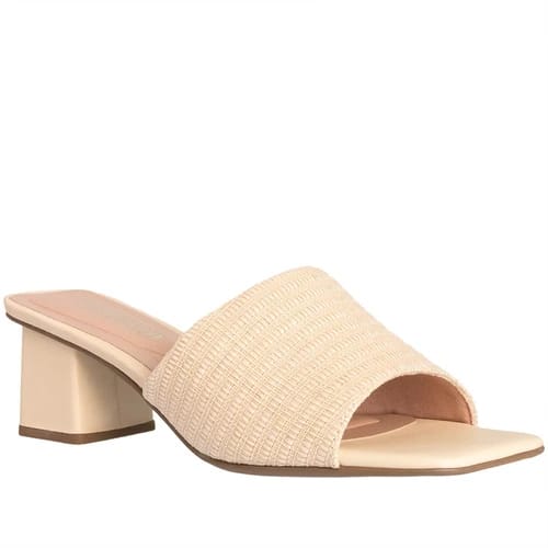 Tamanco Gabriela Salto Geométrico Tira Larga Ráfia