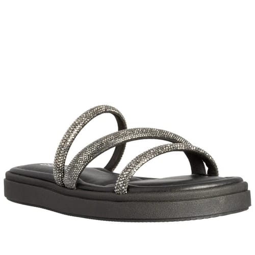 Rasteira Papete Gabriela Flatform Tiras Strass