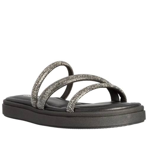 Imagem principal Rasteira Papete Gabriela Flatform Tiras Strass GABRIELA Preto