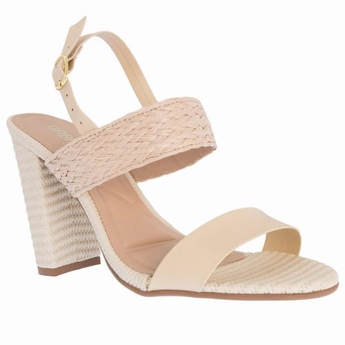 Sandália Gabriela Salto Grosso Tressê Ráfia Texturizado