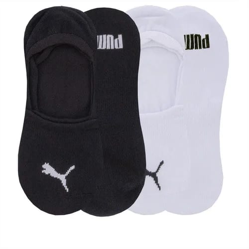 Kit Meia Invisível Puma 2 Pares 34-38 Branco e Preto