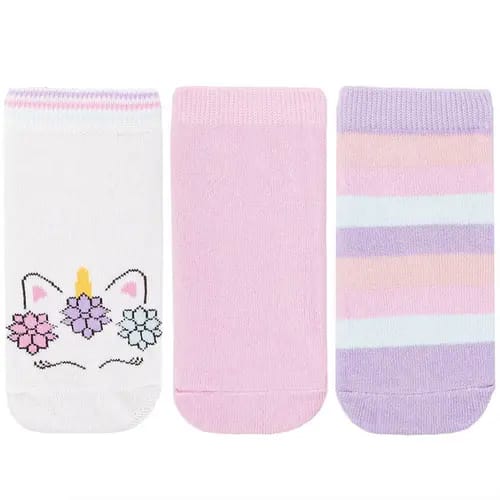 Kit Meia Cano Baixo Infantil STZ 3 Pares 30-33 Unicórnio Listras Color