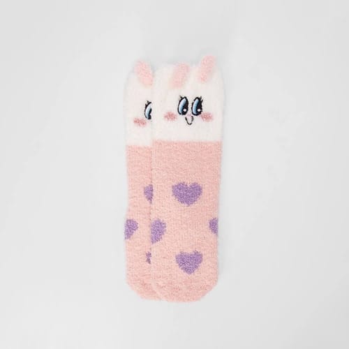 Meia De Inverno Cano Alto Infantil STZ 27-33 Coelhinho Rosa