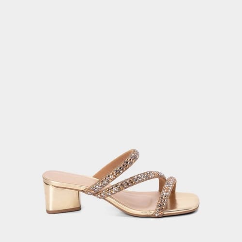 Tamanco Feminino Penélope Salto Médio Strass