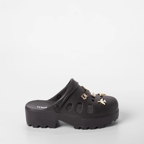 Imagem principal Babuche Feminino Moleca Plataforma Com Pingentes Decorados MOLECA Preto