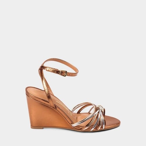 Sandália Feminina Vizzano Anabela Multitiras Metalizado